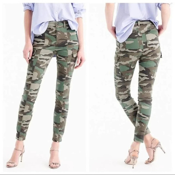 J. Crew Camo Toothpick Cargo Pants Ankle Length - Size 29 - Picture 1 of 7